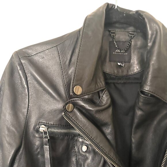 JOE'S COLLECTION Floral Printed Leather Jacket Black Small - Picture 4 of 4